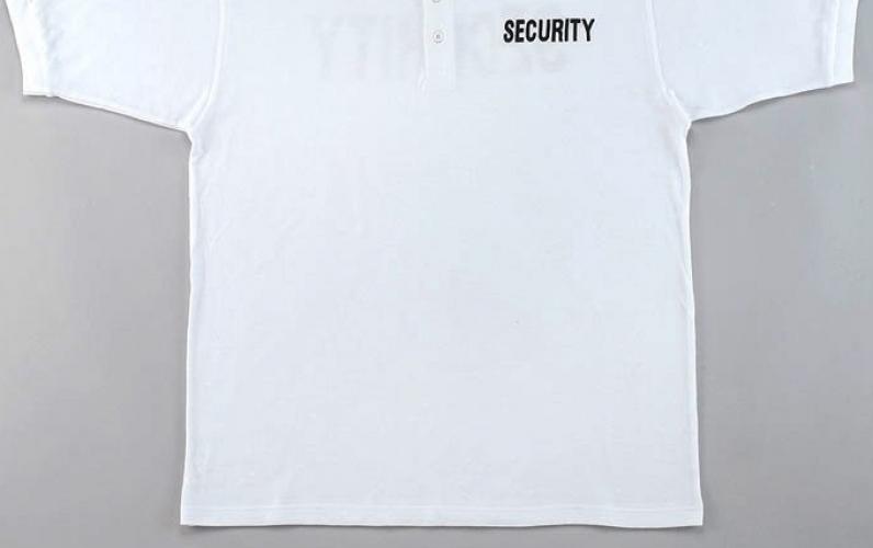 Белая футболка поло SECURITY  ― магазин нужных товаров у нас есть все playera.ru Тел 8-495-741-86-12 a7418612@yandex.ru  тнп карнавал праздник отдых спорт дом одежда 