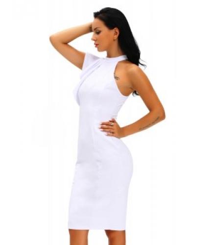 Белое платье с высоким горлышком - купить 