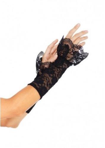 Черные кружевные перчатки 20 см - купить 