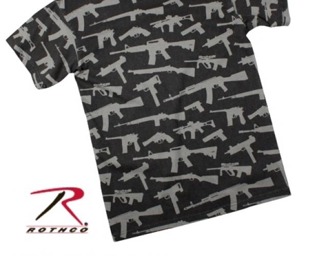 Черная футболка MULTI PRINT GUNS  ― магазин нужных товаров у нас есть все playera.ru Тел 8-495-741-86-12 a7418612@yandex.ru  тнп карнавал праздник отдых спорт дом одежда 