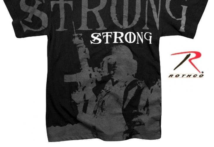 Черная винтажная футболка STRONG  ― магазин нужных товаров у нас есть все playera.ru Тел 8-495-741-86-12 a7418612@yandex.ru  тнп карнавал праздник отдых спорт дом одежда 