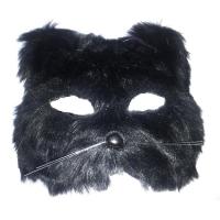  Маска Кошка черная с мехом 