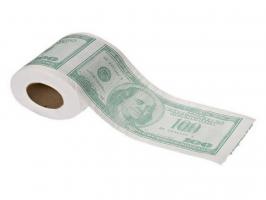  Подарочная туалетная бумага 100 долларов 