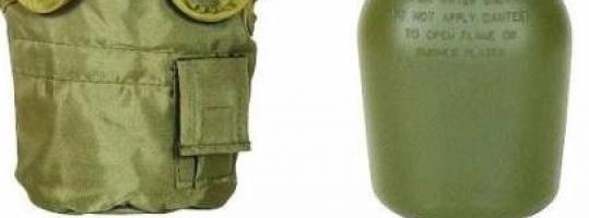 Фляга армейская пластиковая MFH л с чехлом olive