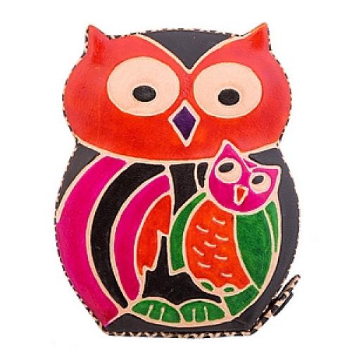 Копилка под мелочь  натуральная кожа  ручной принт №52