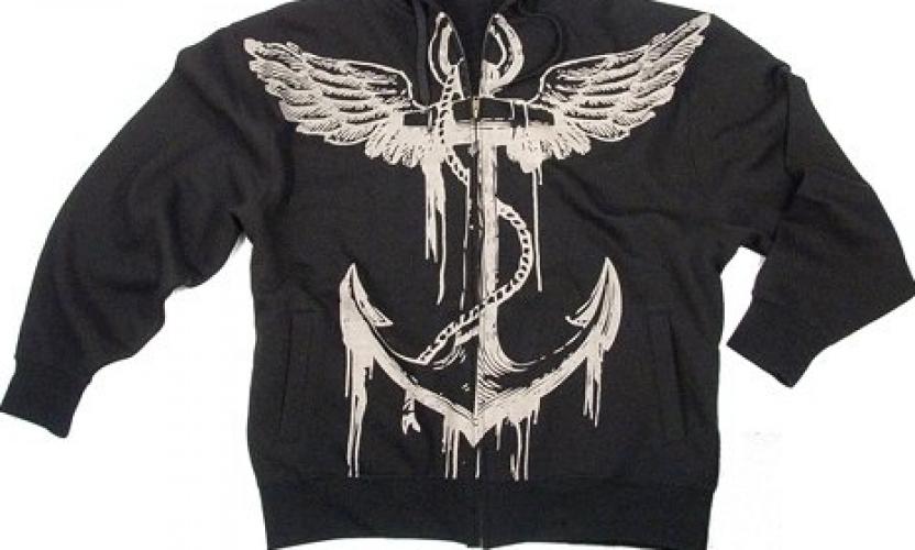 Винтажная черная толстовка с якорем  ― магазин нужных товаров у нас есть все playera.ru Тел 8-495-741-86-12 a7418612@yandex.ru  тнп карнавал праздник отдых спорт дом одежда 