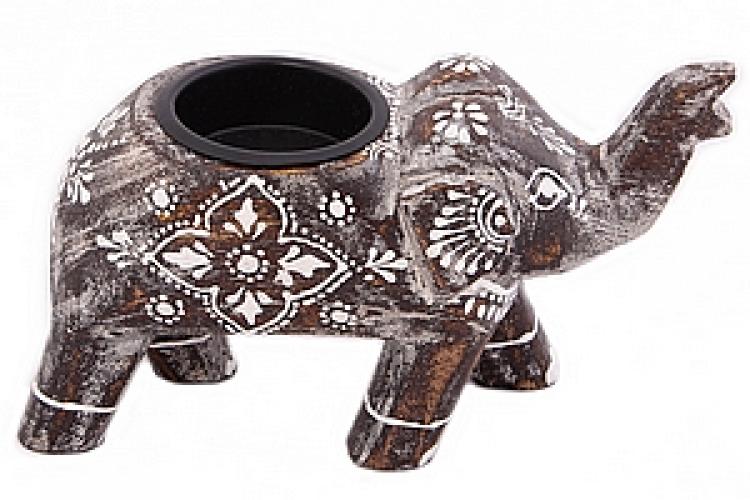 Подсвечник дерево роспись "Слон" №199