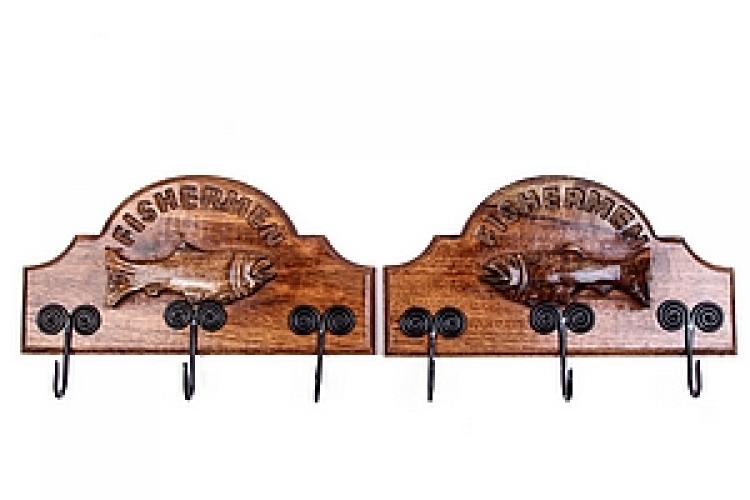 Вешалка для одежды на 3 крюч."Рыбак" (дер) №119