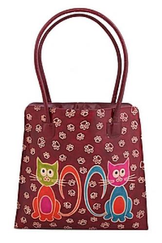 Сумка натуральная кожа ручной принт №132