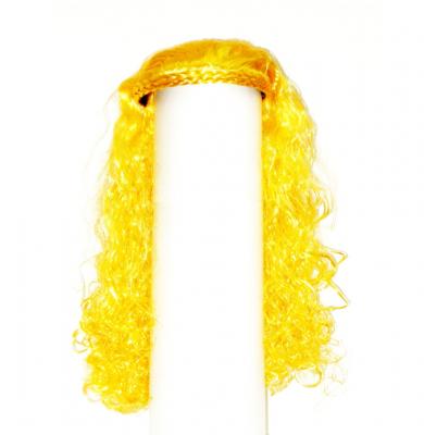  Парик с ободком маленькие кудряшки желтый 